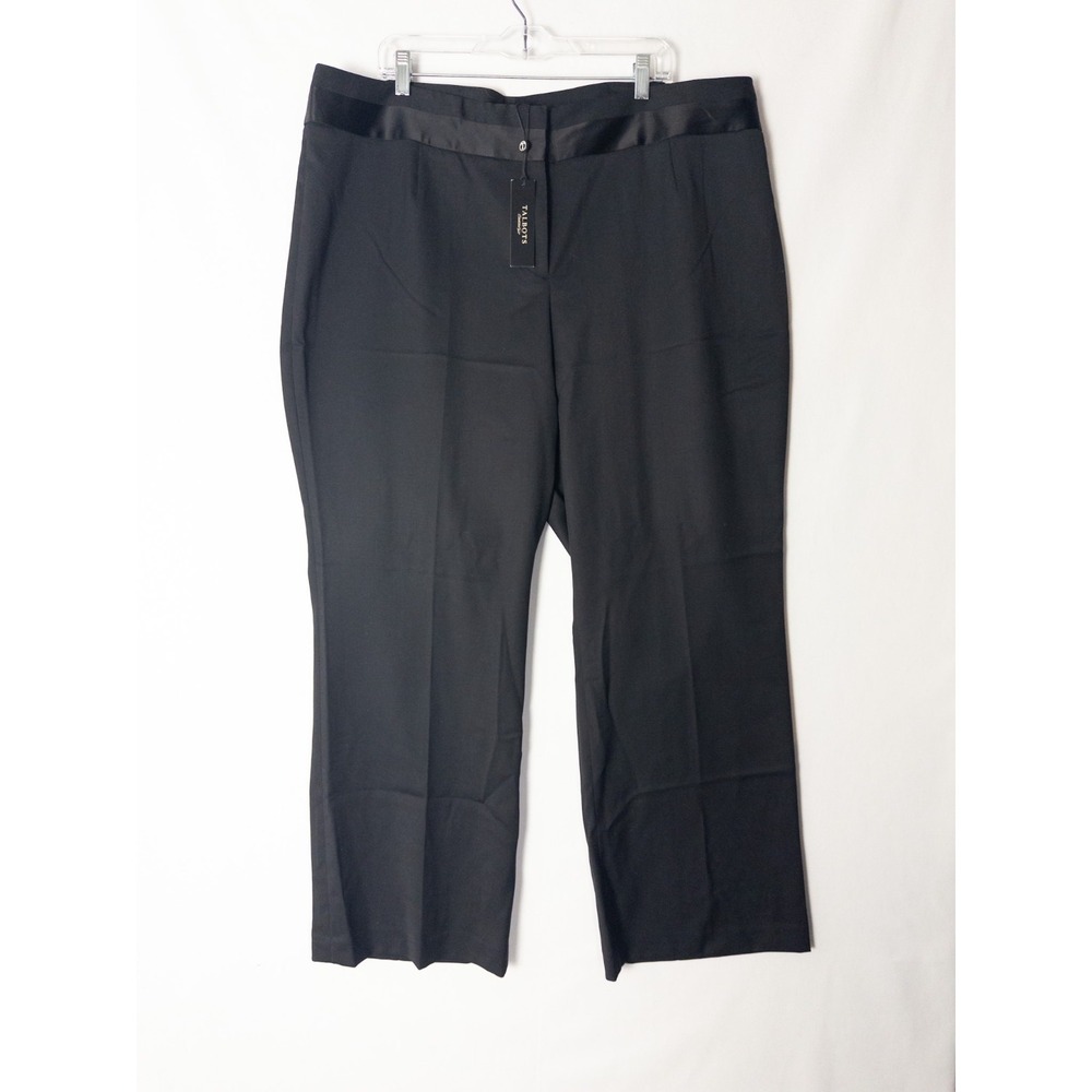 NWT Talbots Heritage Pants Womens 22W Black Pleated Solid Office Career